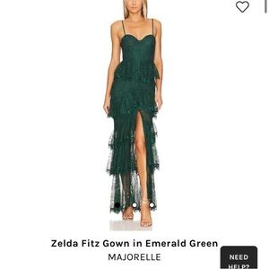 MAJORELLE High Low Dress in Emerald Green